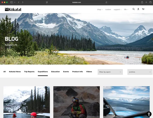 Kokatat website screenshot