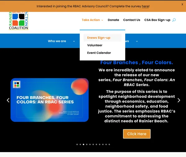 Rainier Beach Coalition website screenshot