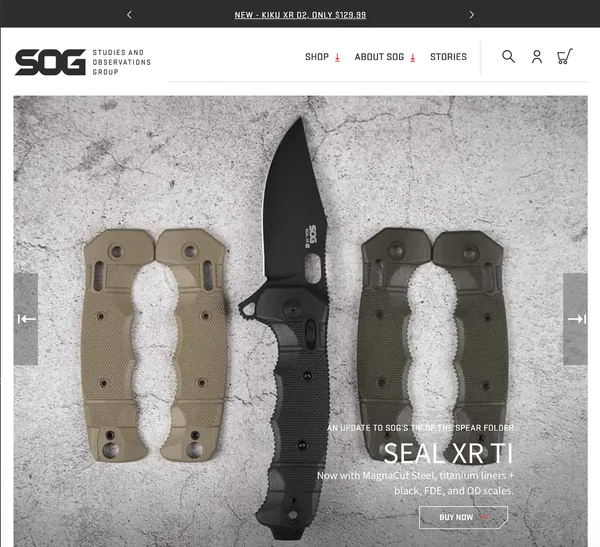 SOG Knives website screenshot